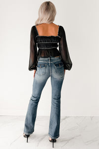 Cute With It Sweetheart Neck Bow Detail Top (Black) - NanaMacs