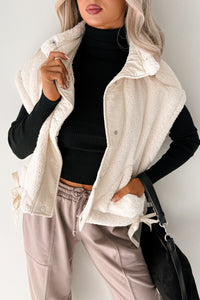 Winter Calmness Sleeveless Sherpa Vest (Ivory) - NanaMacs
