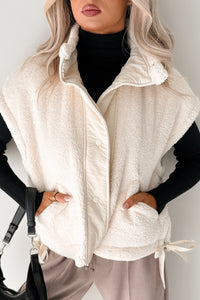 Winter Calmness Sleeveless Sherpa Vest (Ivory) - NanaMacs