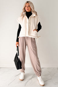 Winter Calmness Sleeveless Sherpa Vest (Ivory) - NanaMacs