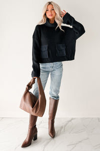 Tell Me Everything Cowl Neck Cargo Sweater (Dark Navy) - NanaMacs