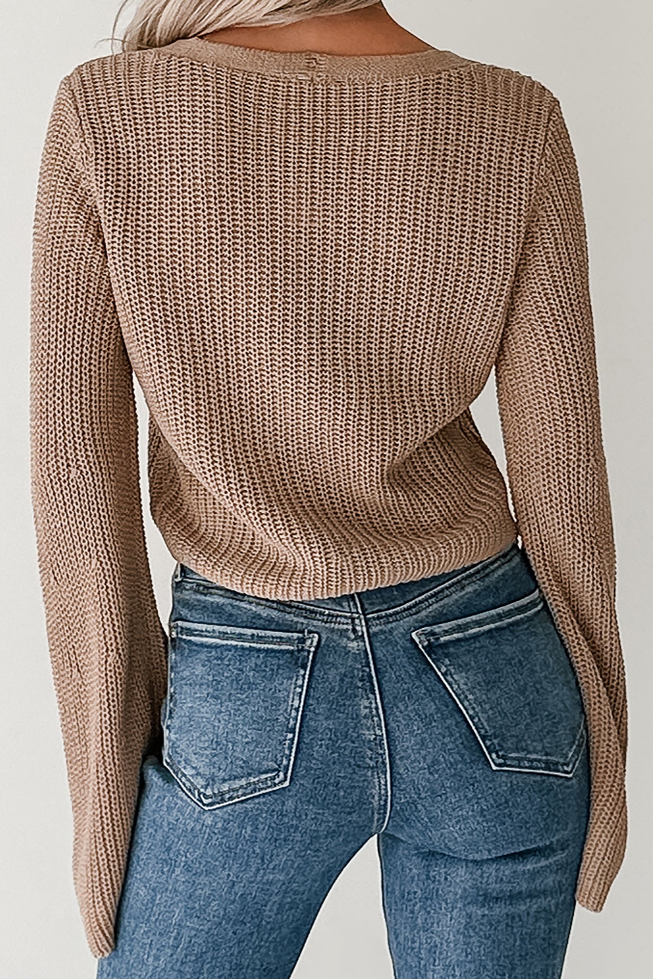 Over The Years Bell Sleeve Cardigan Top (Tan) - NanaMacs