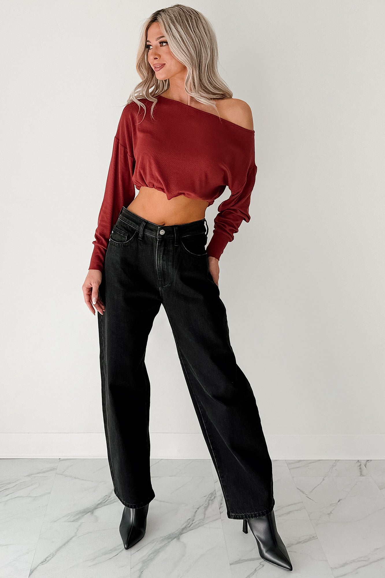 Sophia High Rise Judy Blue Washed Barrel Jeans (Black) - NanaMacs