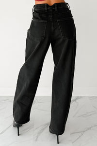 Sophia High Rise Judy Blue Washed Barrel Jeans (Black) - NanaMacs