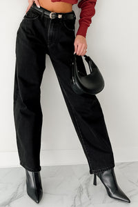 Sophia High Rise Judy Blue Washed Barrel Jeans (Black) - NanaMacs