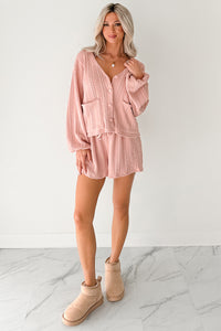 Sweet & Steady Cable Knit Cardigan Set (Dusty Pink) - NanaMacs