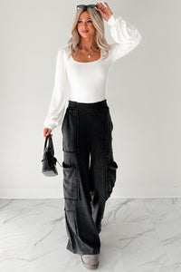 What I Said Square Neck Long Sleeve Top (Ivory) - NanaMacs