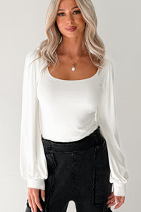 What I Said Square Neck Long Sleeve Top (Ivory) - NanaMacs