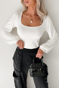 What I Said Square Neck Long Sleeve Top (Ivory) - NanaMacs