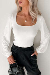 What I Said Square Neck Long Sleeve Top (Ivory) - NanaMacs