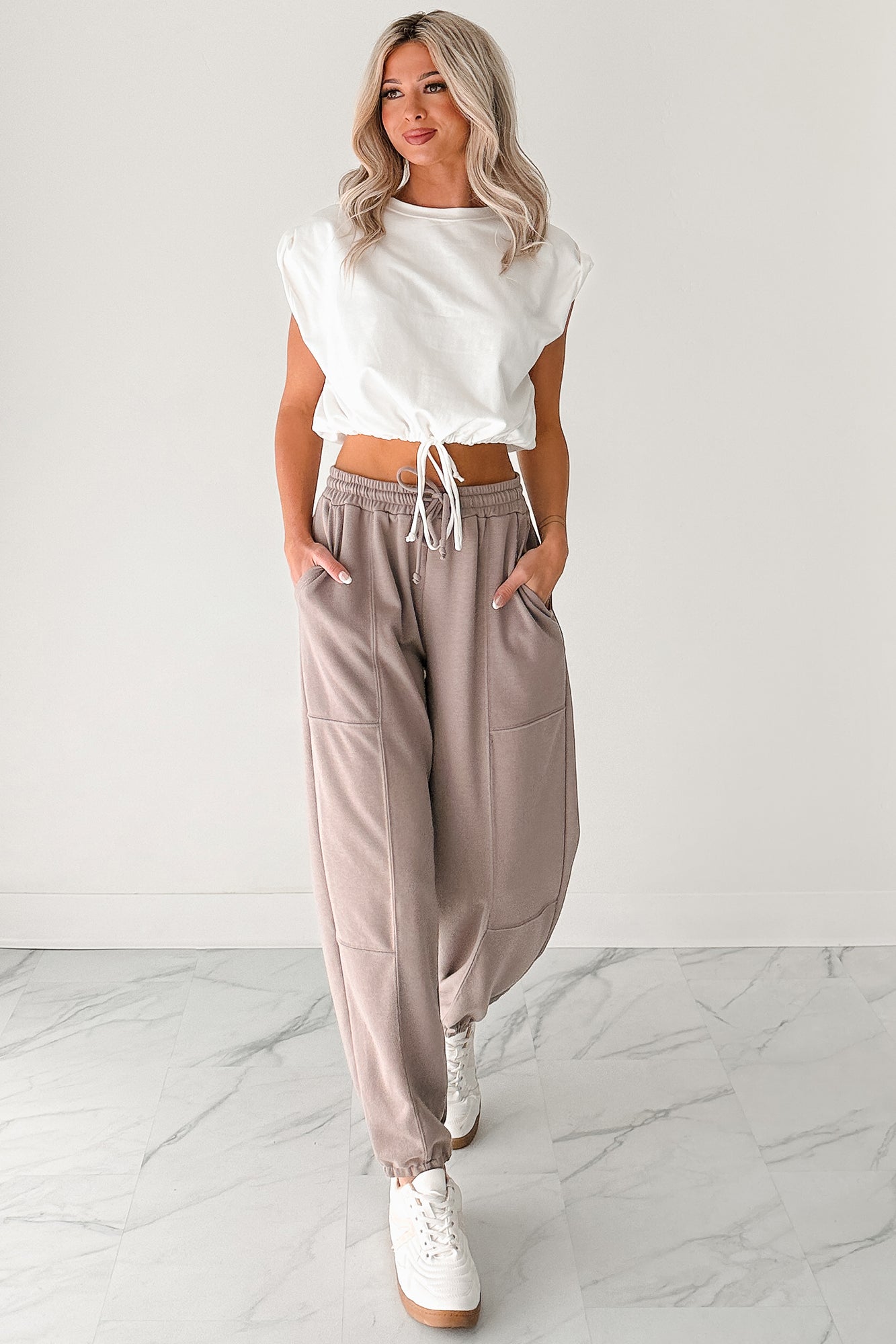 Casual Darling High Rise Jogger Sweatpants (Mocha) - NanaMacs