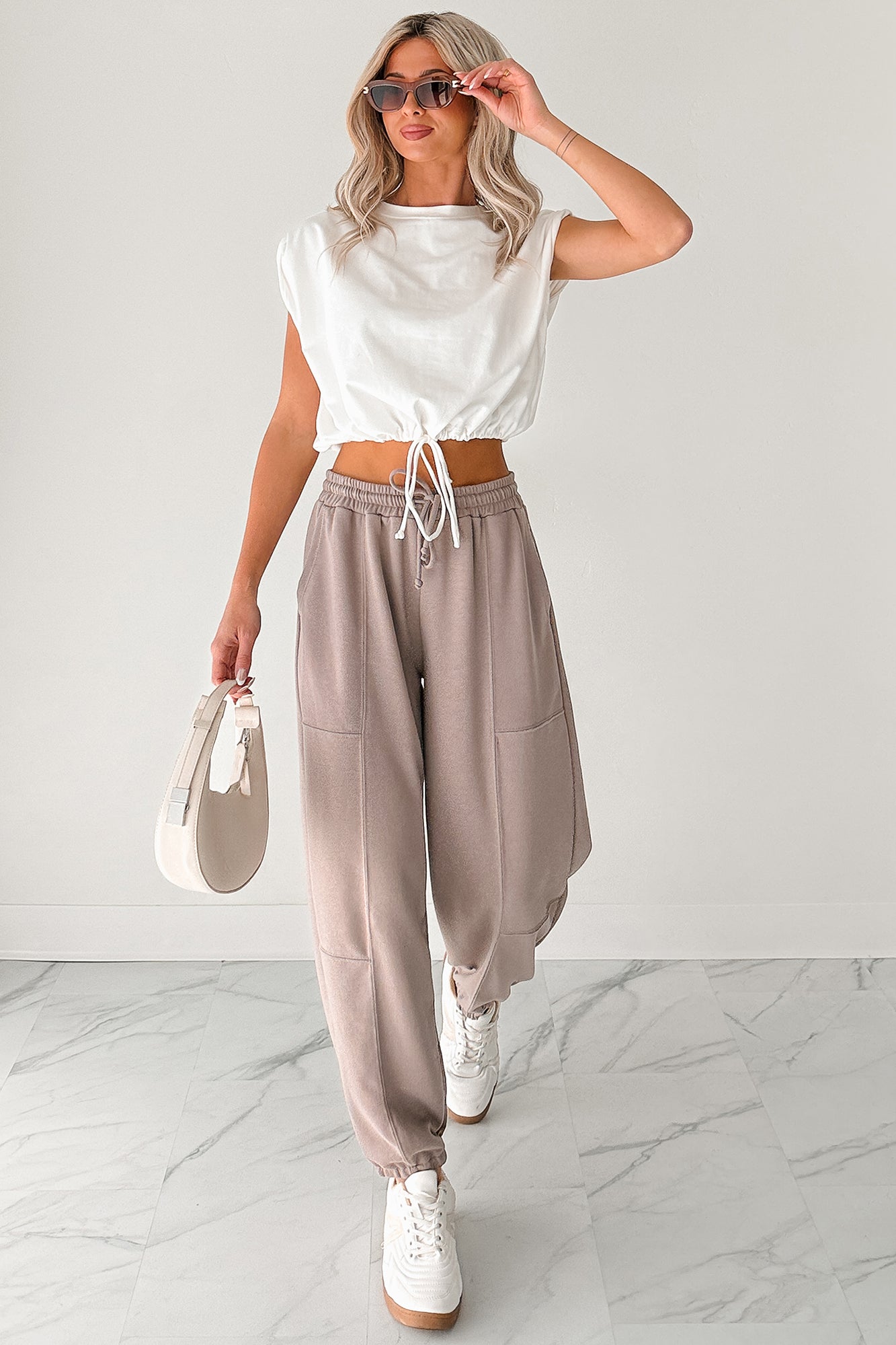 Casual Darling High Rise Jogger Sweatpants (Mocha) - NanaMacs