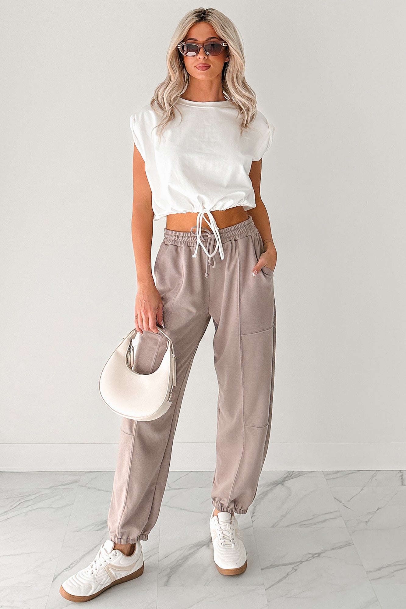 Casual Darling High Rise Jogger Sweatpants (Mocha) - NanaMacs