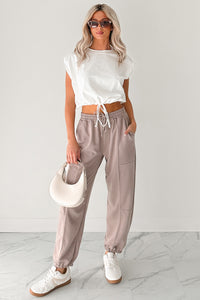 Casual Darling High Rise Jogger Sweatpants (Mocha) - NanaMacs