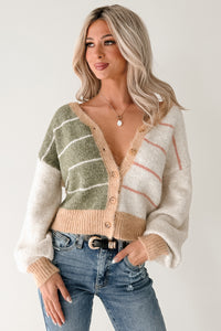 Just Be Sweet Striped Knit Cardigan (Green/Multi) - NanaMacs