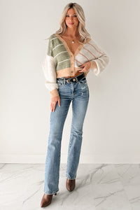 Just Be Sweet Striped Knit Cardigan (Green/Multi) - NanaMacs