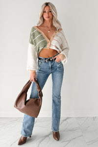 Just Be Sweet Striped Knit Cardigan (Green/Multi) - NanaMacs