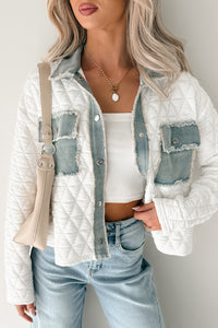 Always Me Quilted Denim Trim Jacket (Off White/Denim) - NanaMacs