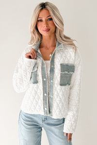 Always Me Quilted Denim Trim Jacket (Off White/Denim) - NanaMacs