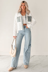Always Me Quilted Denim Trim Jacket (Off White/Denim) - NanaMacs