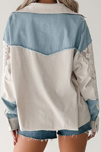 Bold Agenda Denim Corduroy Mix Shacket (Light Blue) - NanaMacs