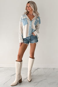 Bold Agenda Denim Corduroy Mix Shacket (Light Blue) - NanaMacs