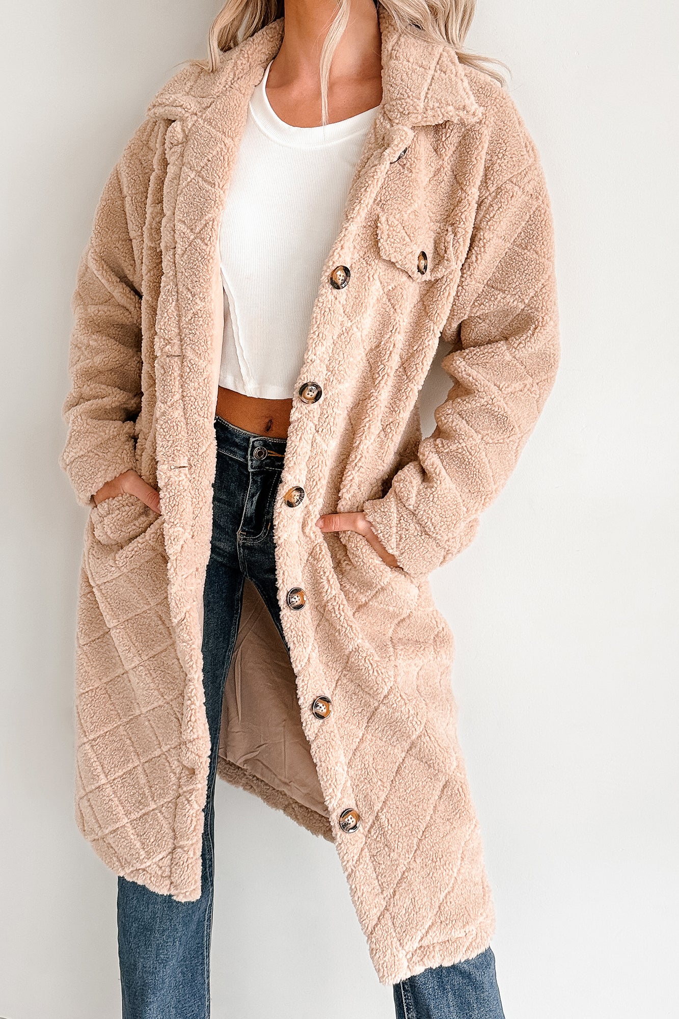 Blanket Weather Quilted Long Shacket (Khaki) - NanaMacs