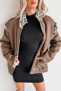 Easy Enough Sherpa & Suede Jacket (Chocolate) - NanaMacs