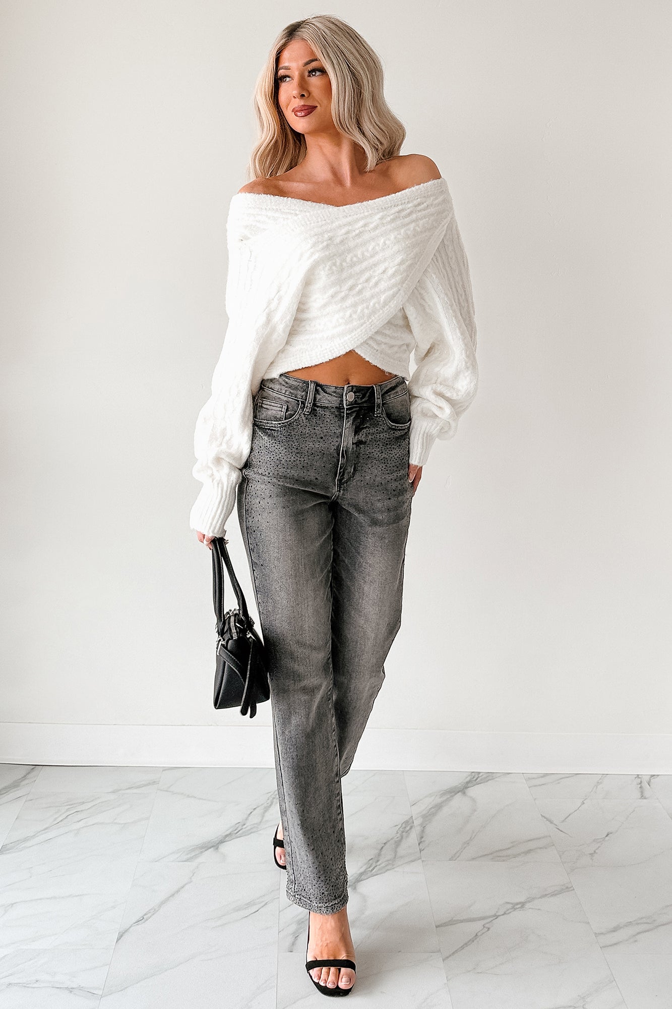 Cocoa Breaks Wrap Front Knit Sweater (Ivory) · NanaMacs