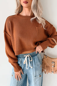 Warm December Ribbed Crop Sweater (Brown) - NanaMacs
