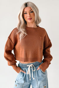 Warm December Ribbed Crop Sweater (Brown) - NanaMacs