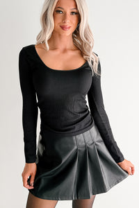 Natural Glow Scoop Neck Ribbed Top (Black) - NanaMacs