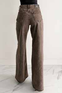 Bane High Rise Wide Leg Cello Jeans (Brown) - NanaMacs