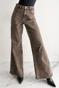 Bane High Rise Wide Leg Cello Jeans (Brown) - NanaMacs