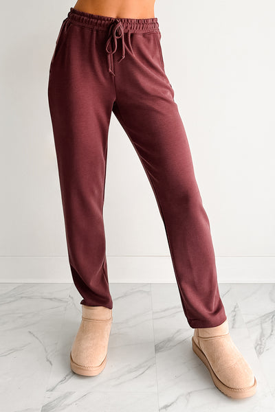 Chasing Goals Soft Front Tie Cropped Jogger Pants (Maroon)