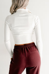 Preferred Taste Mock Neck Zip-Up Sweater (Ivory) - NanaMacs