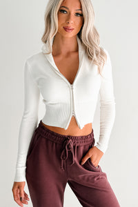 Preferred Taste Mock Neck Zip-Up Sweater (Ivory) - NanaMacs