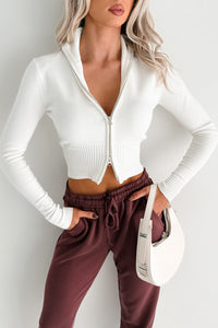 Preferred Taste Mock Neck Zip-Up Sweater (Ivory) - NanaMacs