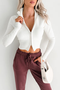 Preferred Taste Mock Neck Zip-Up Sweater (Ivory) - NanaMacs