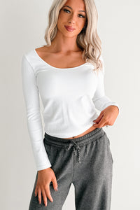 Natural Glow Scoop Neck Ribbed Top (White) - NanaMacs