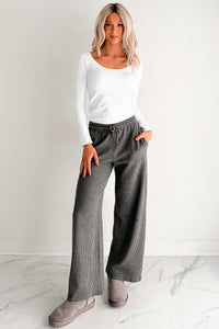 Cozy Feeling Ribbed Wide Leg Pants (Charcoal) - NanaMacs