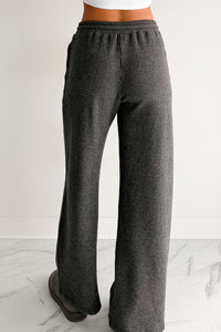 Cozy Feeling Ribbed Wide Leg Pants (Charcoal) - NanaMacs