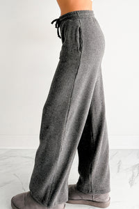Cozy Feeling Ribbed Wide Leg Pants (Charcoal) - NanaMacs