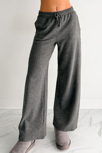 Cozy Feeling Ribbed Wide Leg Pants (Charcoal) - NanaMacs
