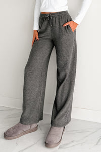 Cozy Feeling Ribbed Wide Leg Pants (Charcoal) - NanaMacs