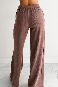 Cozy Feeling Ribbed Wide Leg Pants (Red Brown) - NanaMacs