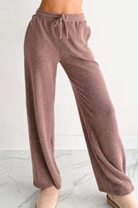Cozy Feeling Ribbed Wide Leg Pants (Red Brown) - NanaMacs