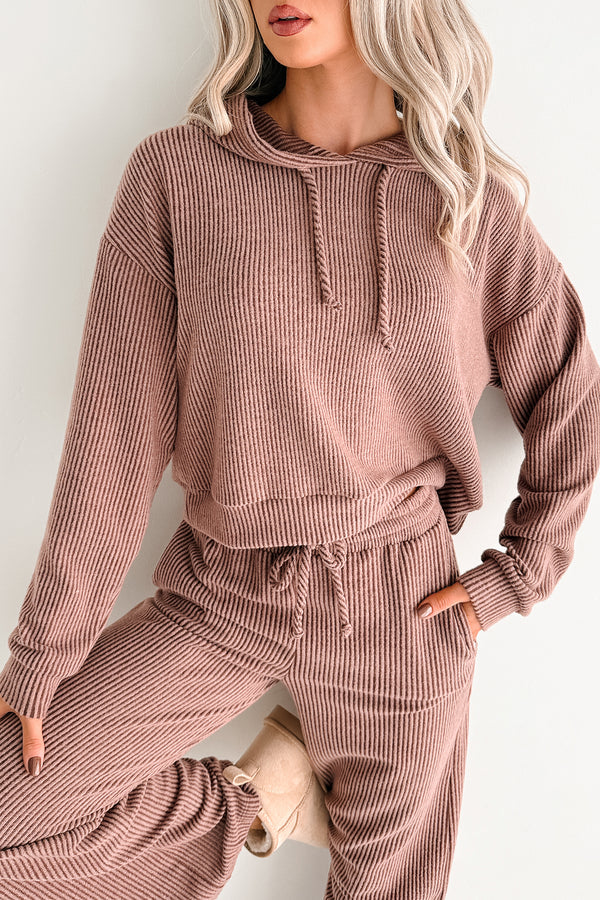 Now Feels Right Brushed Rib Hoodie (Red Brown) - NanaMacs