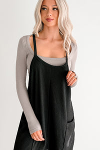 Sweet Crush Ribbed Sleeveless Jumpsuit (Black) - NanaMacs
