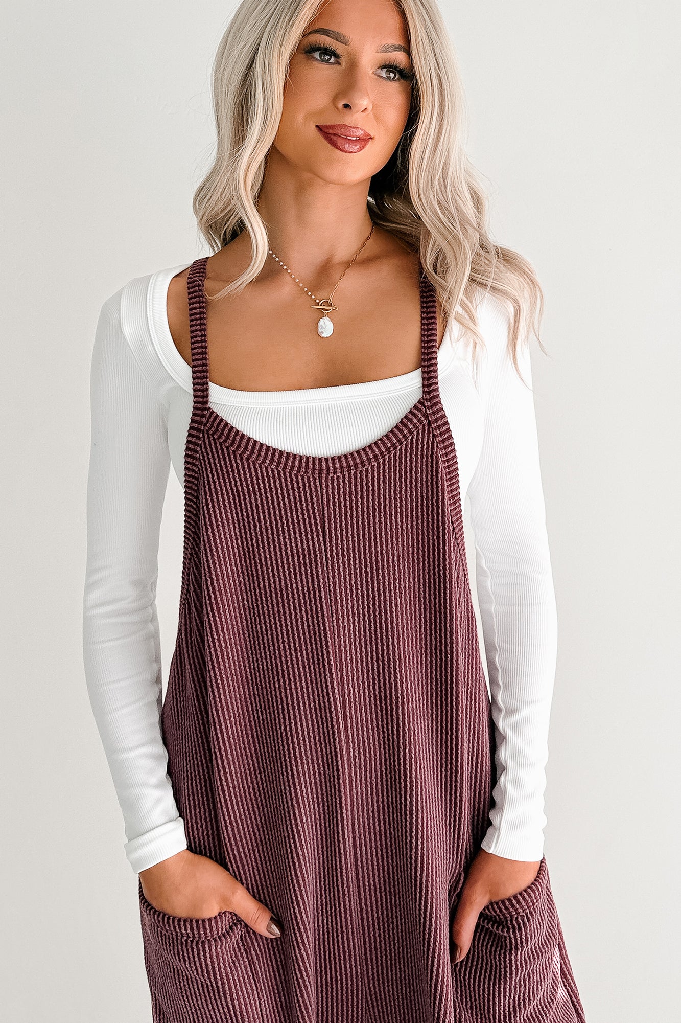 Sweet Crush Ribbed Sleeveless Jumpsuit (Maroon) - NanaMacs